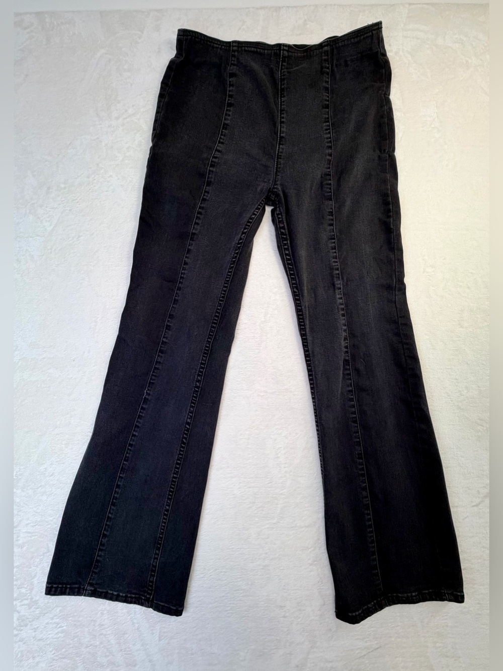Free People We The Free Pull-On Flare Jeans Washed Black Size 28